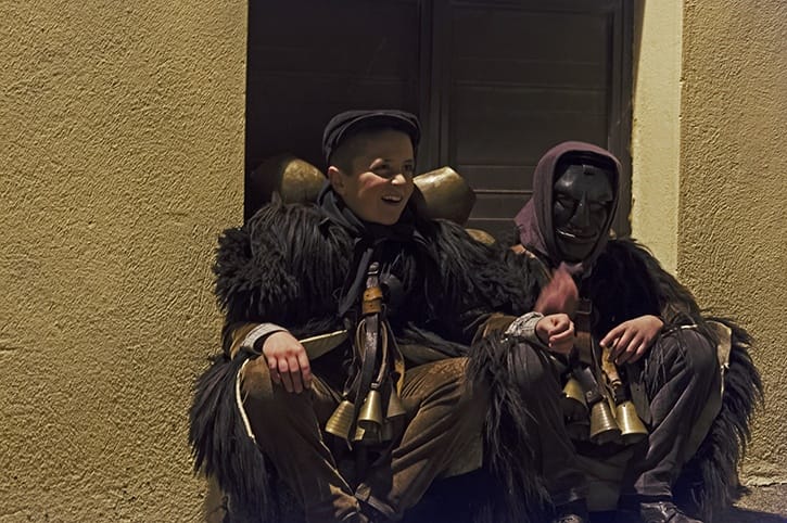 Mamuthones kids sitting