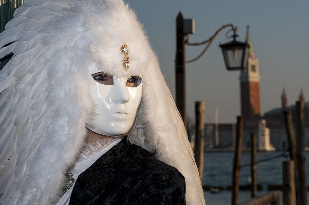 venice carnival White Feathers