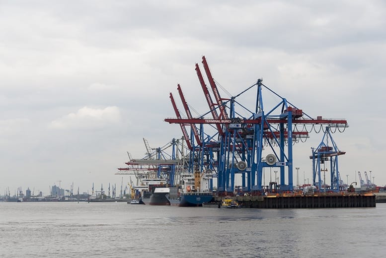 Hamburg River Elbe Terminal Cranes