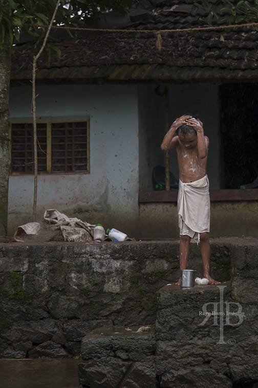 India Backwaters Boy Washing