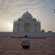 India Taj Mahal side with man