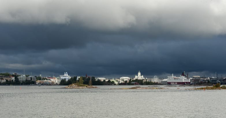 Finland Helsinki Skyline with Storm