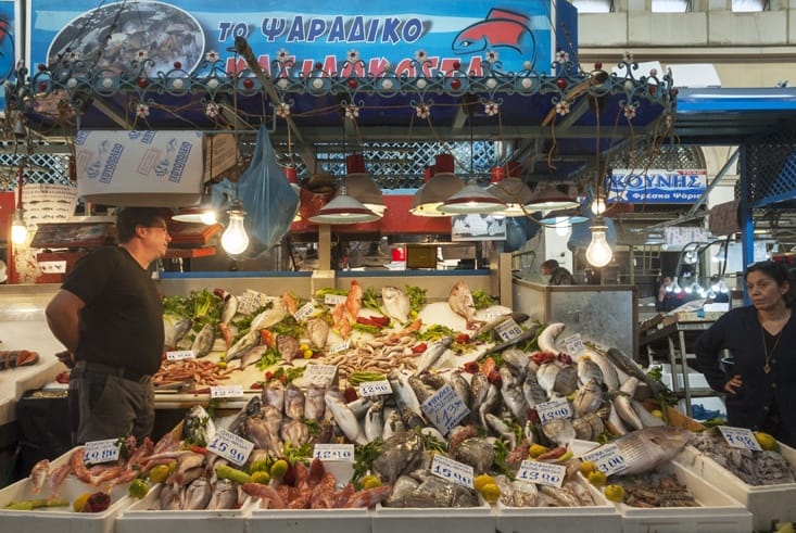 Athens central market Fish Display