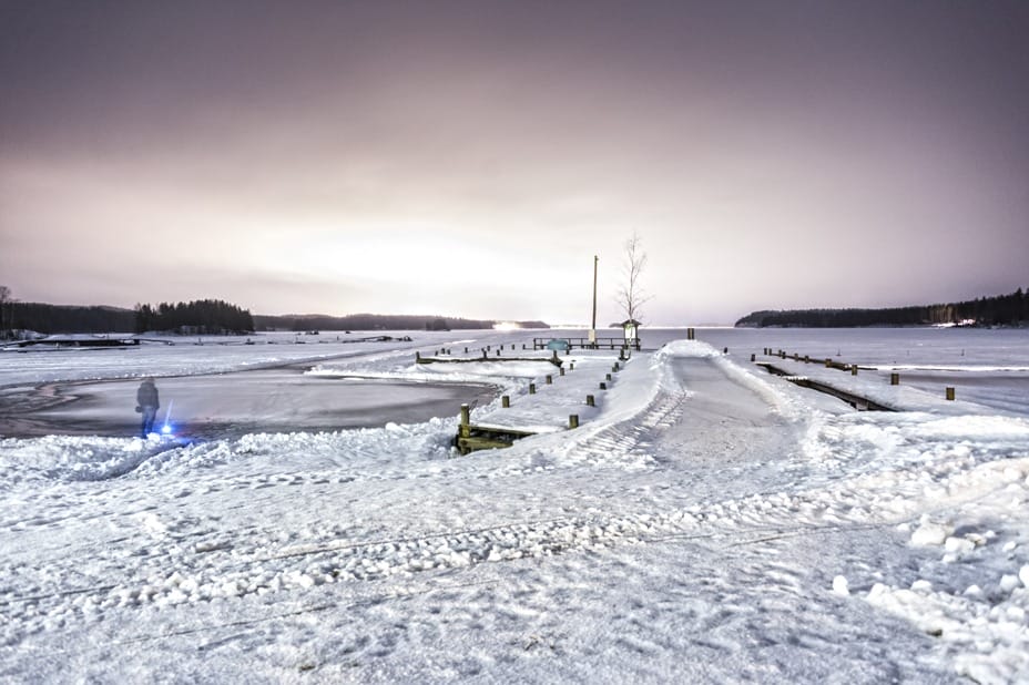 frozen lake twilight mikkeli finland