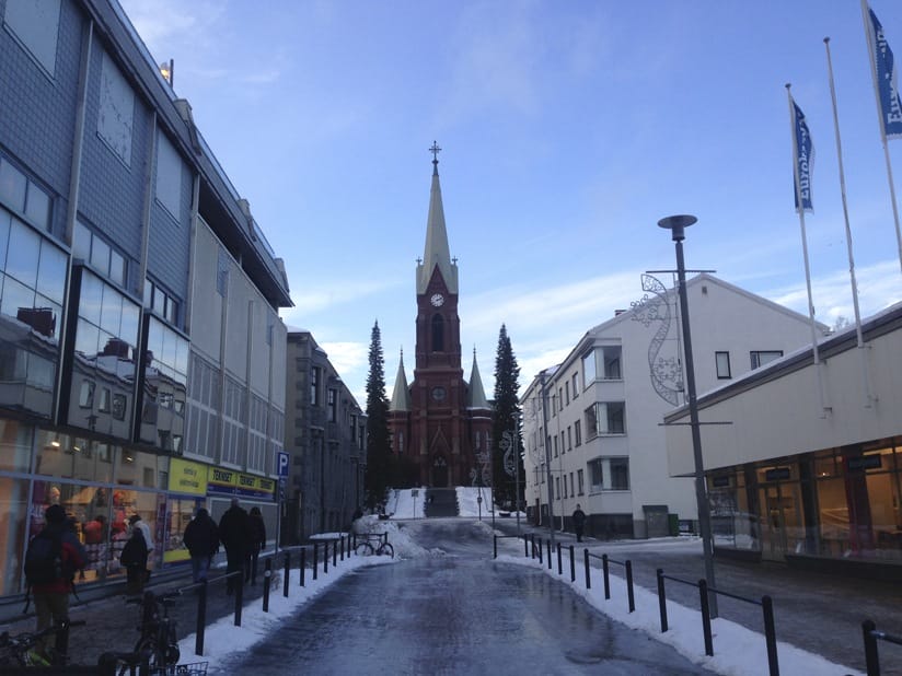 mikkeli cathedral frozen road