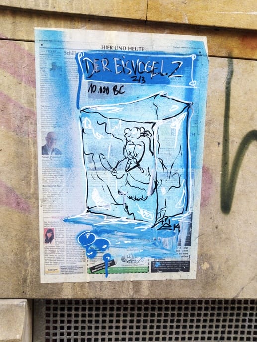 Dresden Germany street art blue newspaper