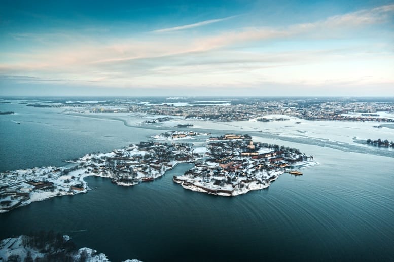 two seasons in suomenlinna winter helicopter