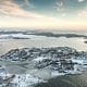 suomenlinna from helicopter winter