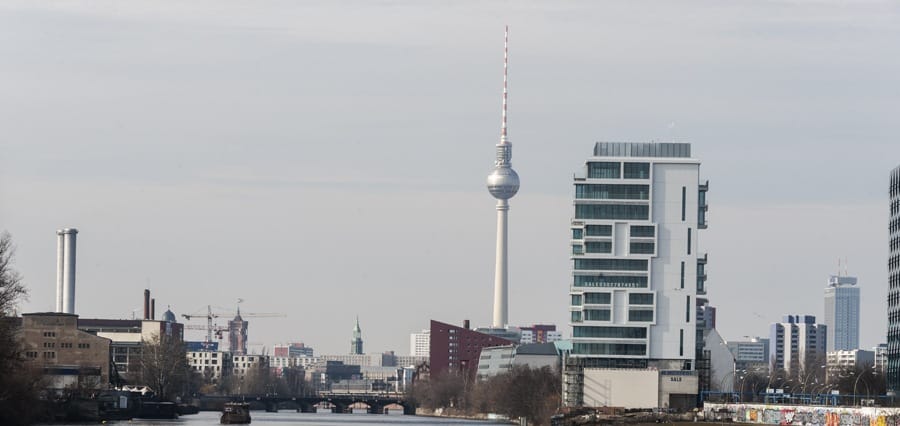 berlin modern skyline from spree