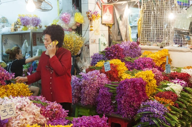 Bangkok night flower market irises