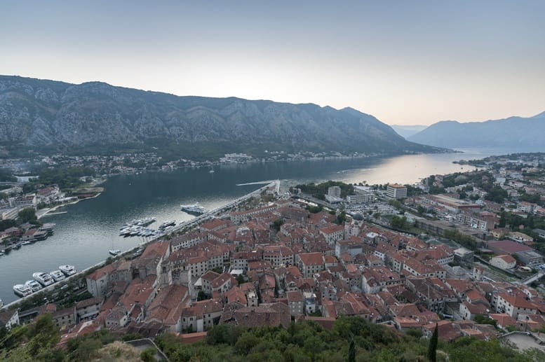 kotor old town from fortress montenegro