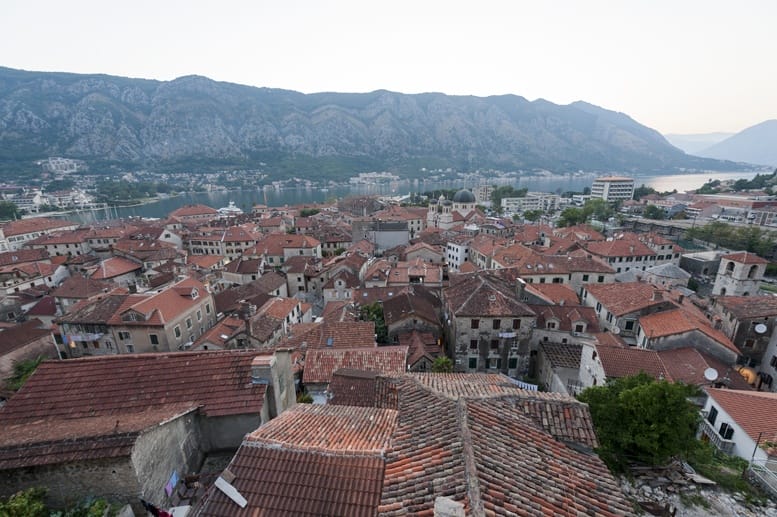 kotor old town roofs from above