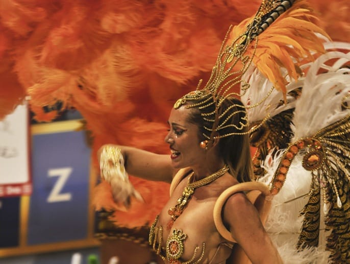 gualeguaychu carnaval orange feathers