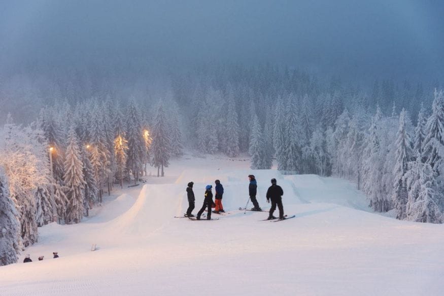 skiing in finland slopes night