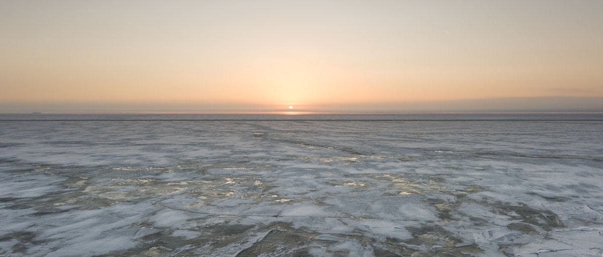 sampo icebreaker frozen sea sunrise