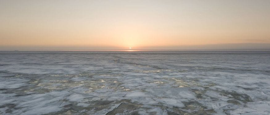 sampo icebreaker frozen sea sunrise