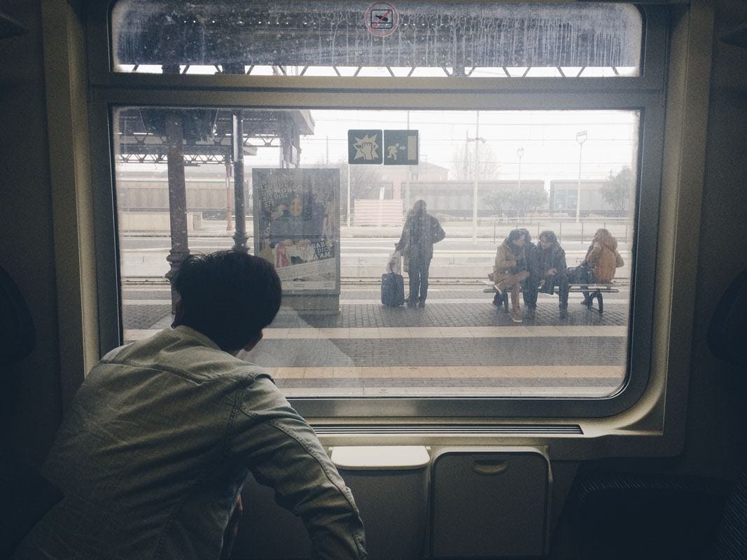 train stories man train window