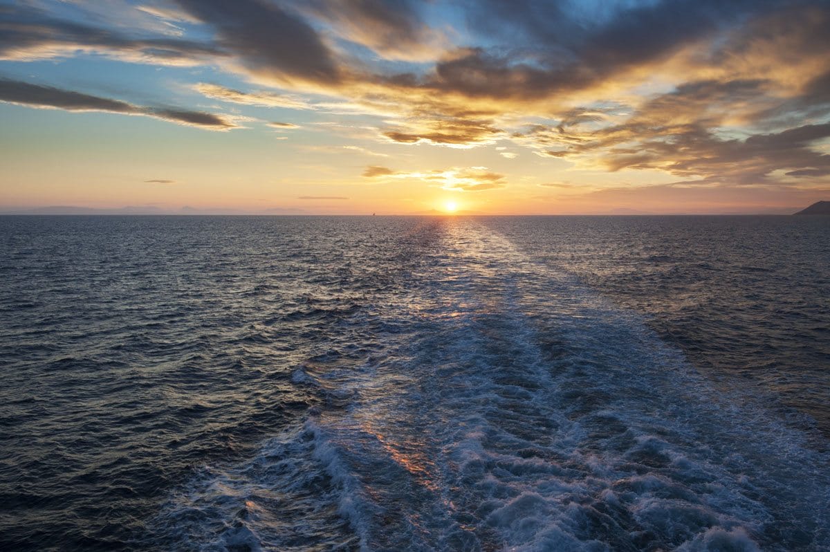 ferry sunset greek islands