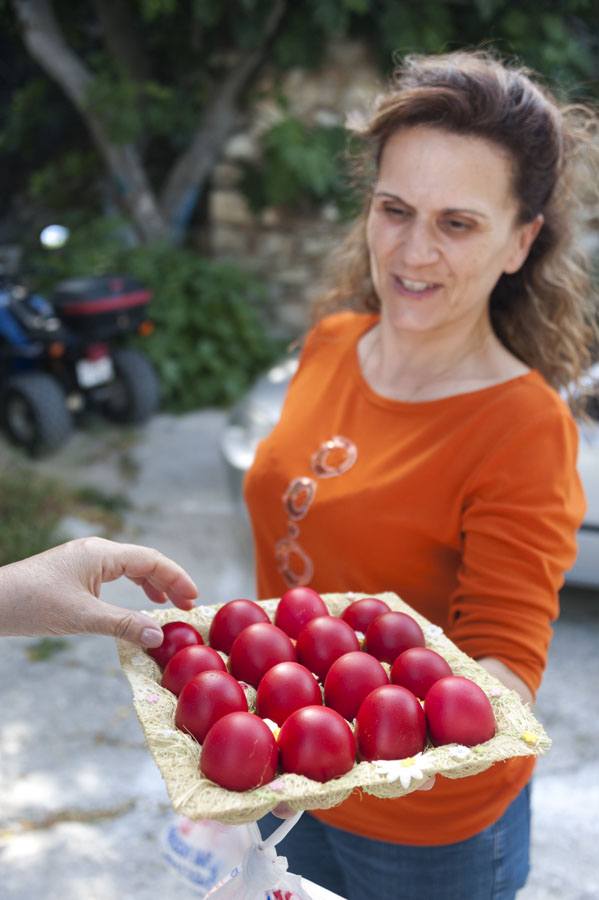 easter astypalea greek island woman eggs