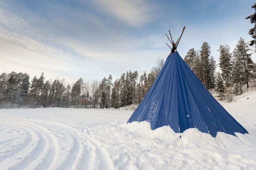 camping in winter finland