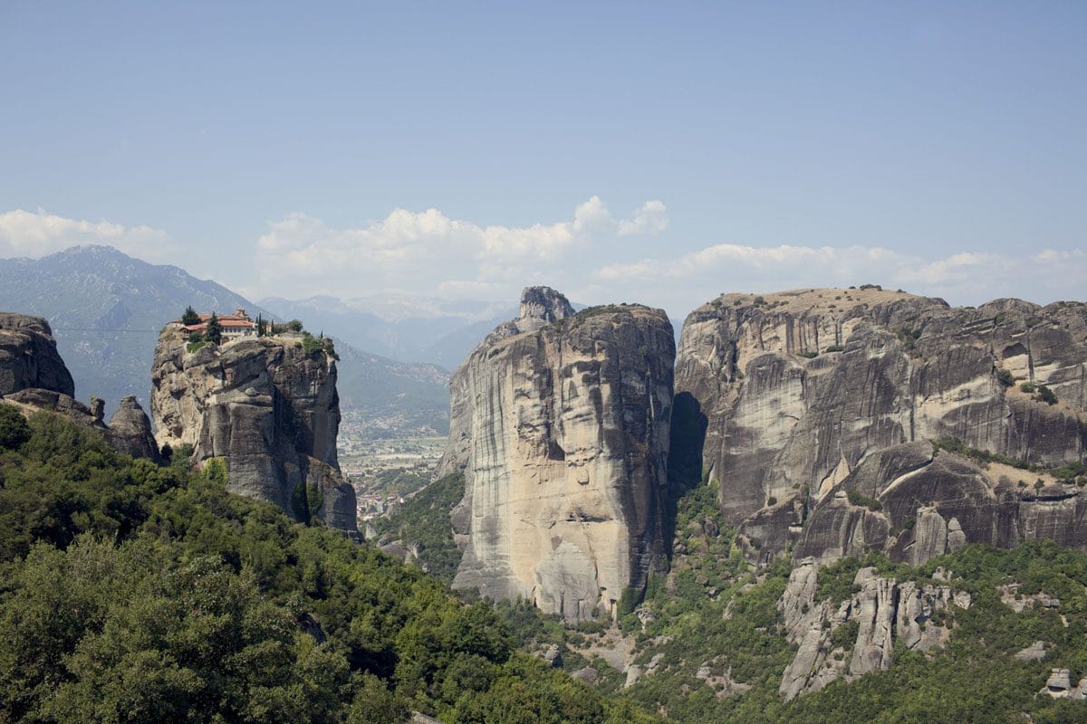 meteora rocks forest greece