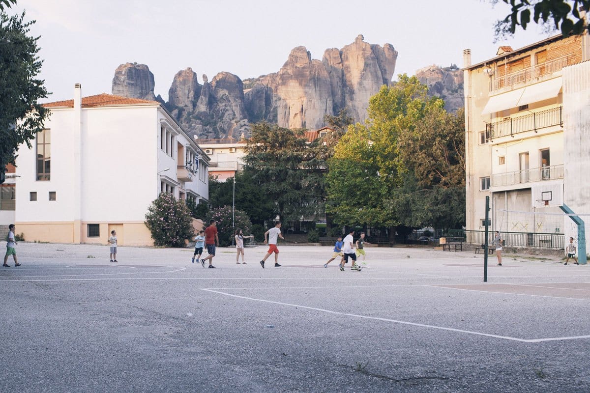 kalambaka greece playing football