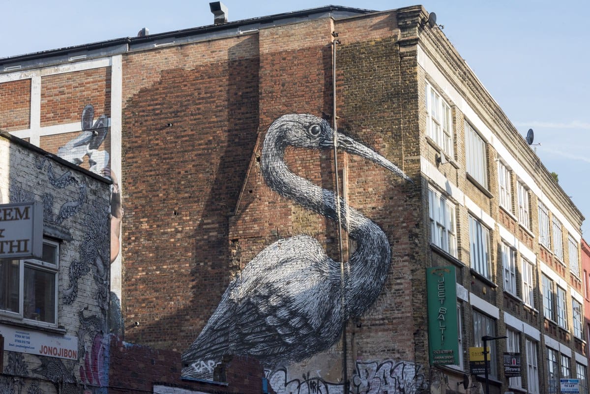 shoreditch street art roa heron