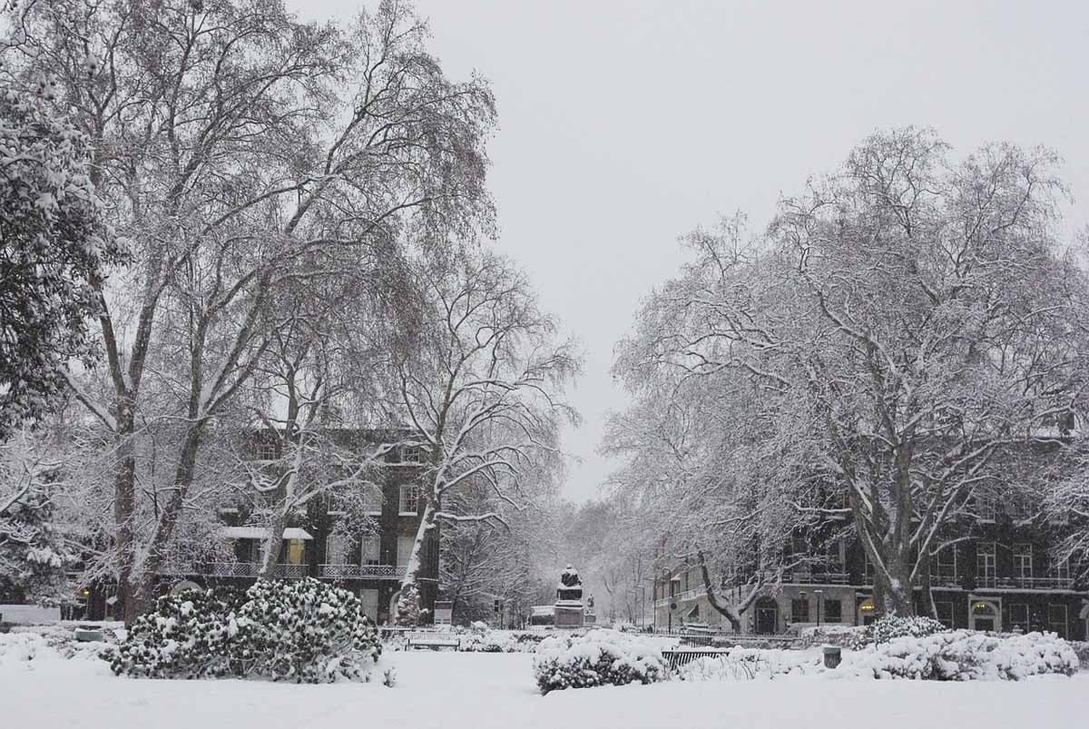 snowy london winter