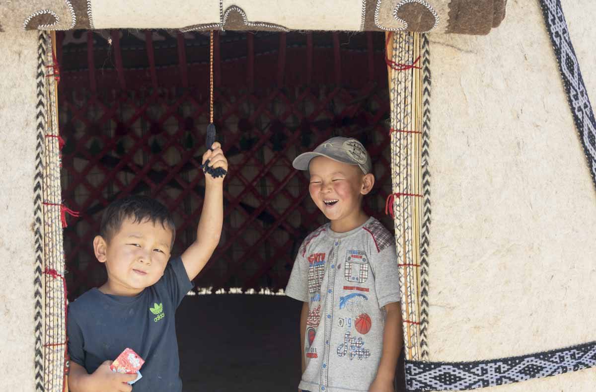 two kids kyrgyzstan