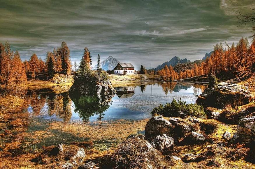 mountain lake in autumn