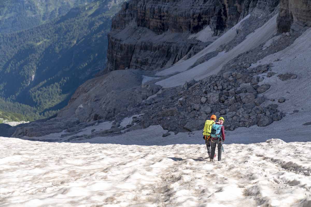 hiking on snow italian alps