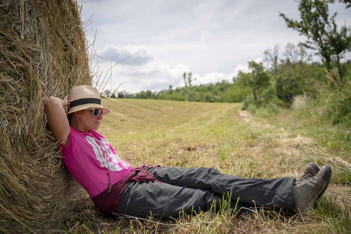 resting on hay bail