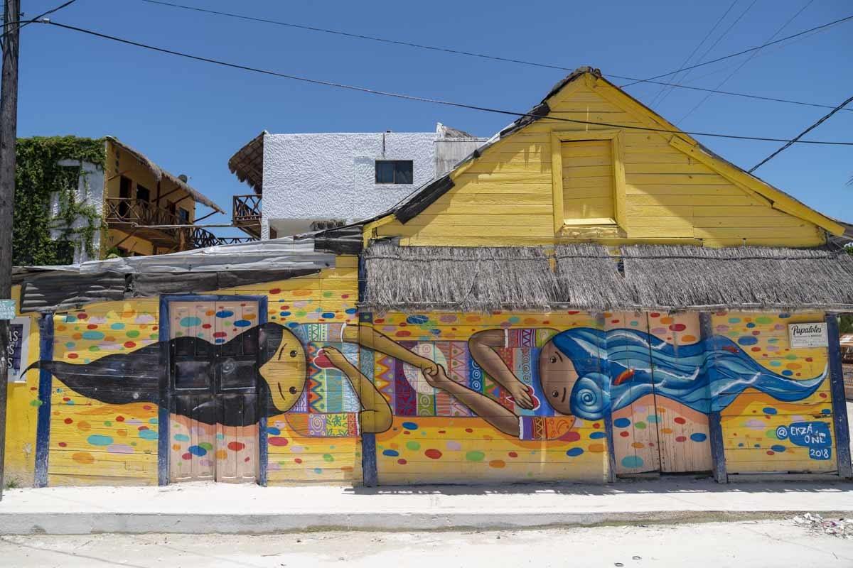 holbox yellow street art