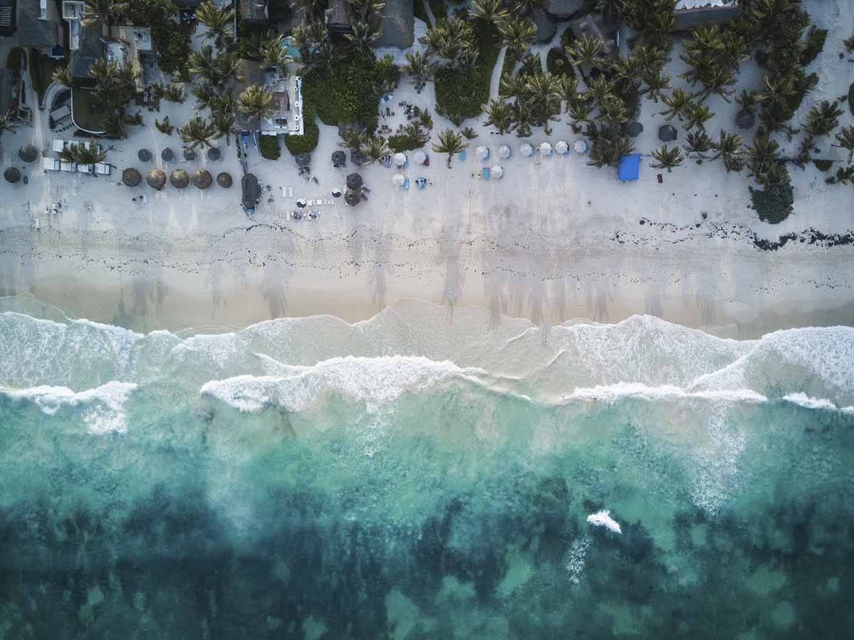 tulum beach drone