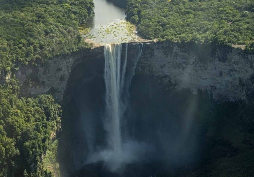 waterfall guyana plane