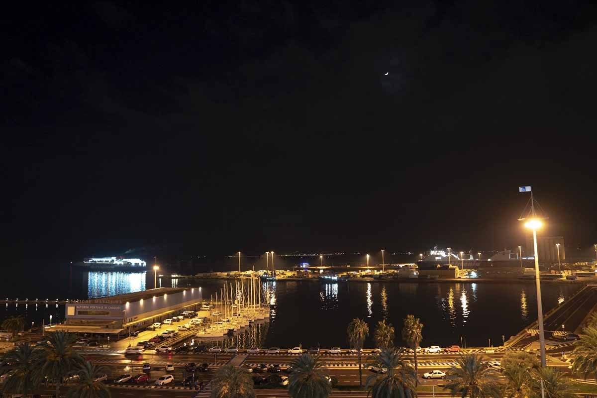 cagliari harbour winter night