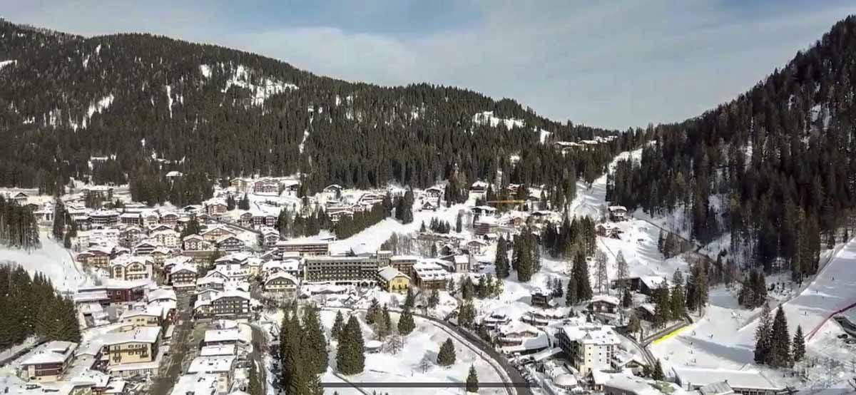 madonna di campiglio aerial view snow