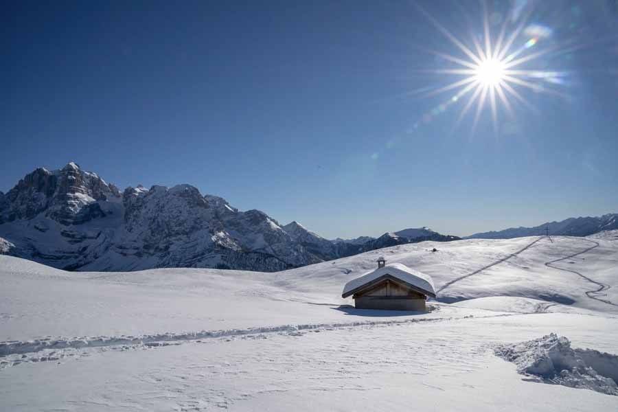 malga winter dolomites snow