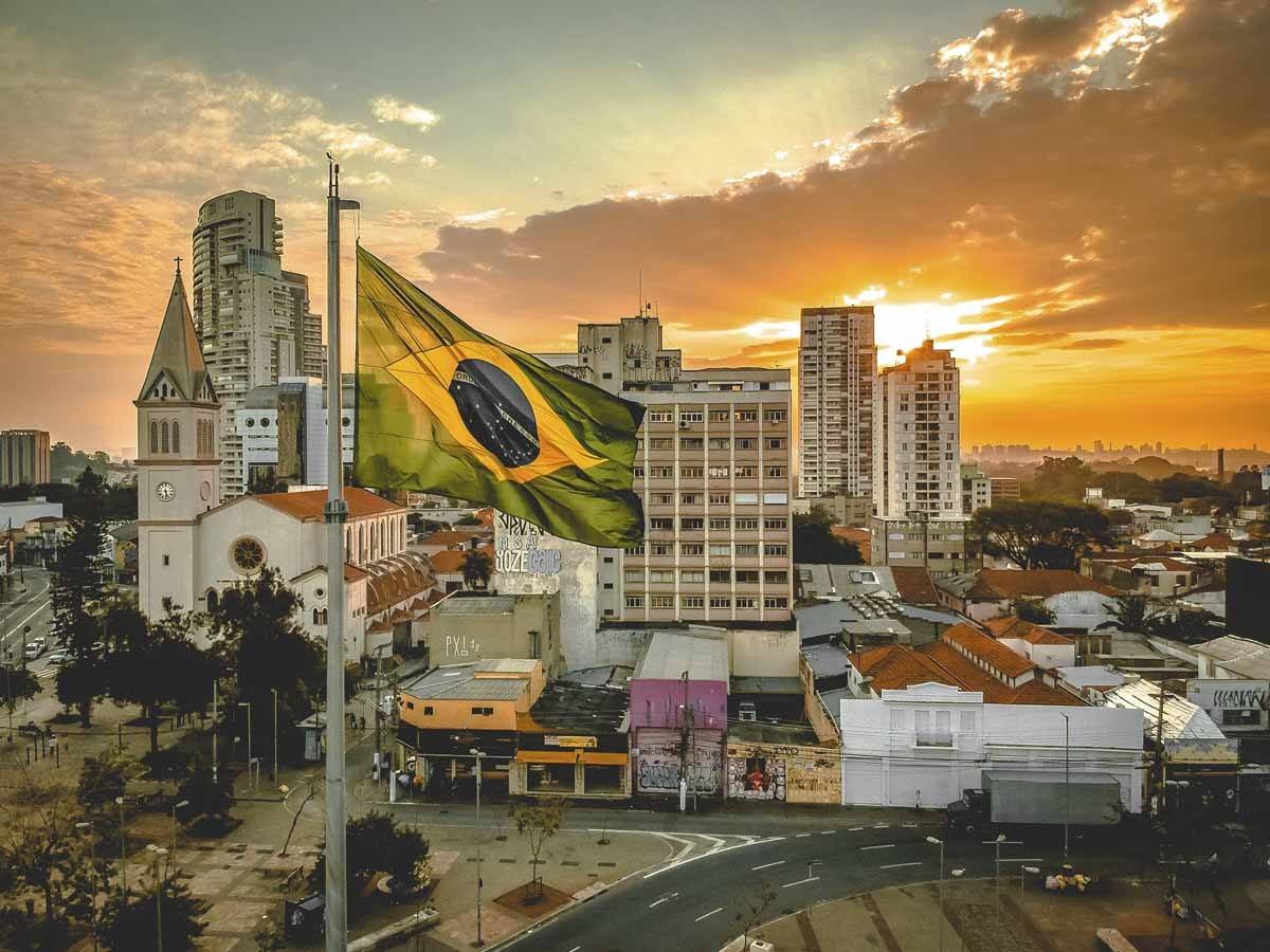brazil flag sunset