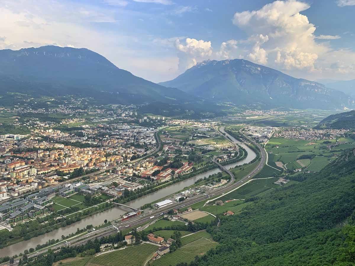 view of trento from top of sardagna cable car