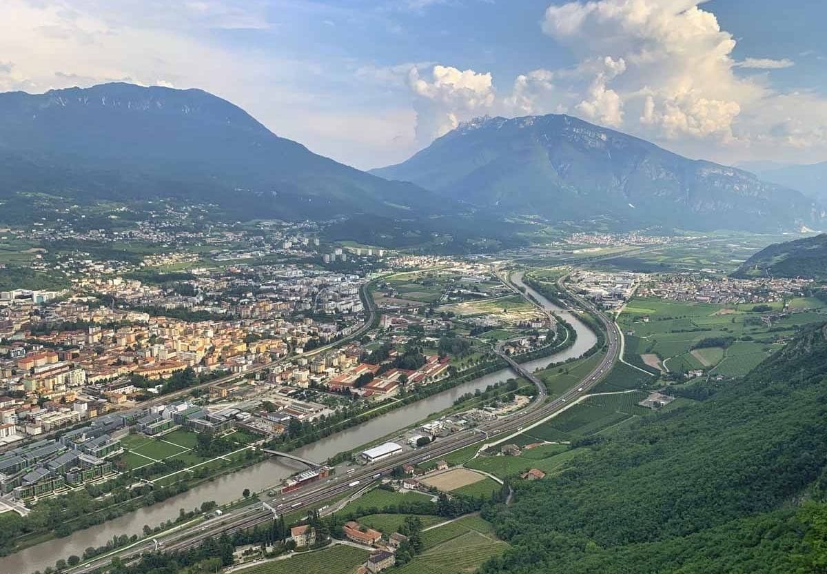 view of trento from top of sardagna cable car