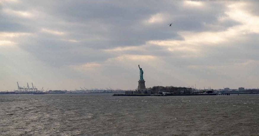 statue of liberty new york winter sky