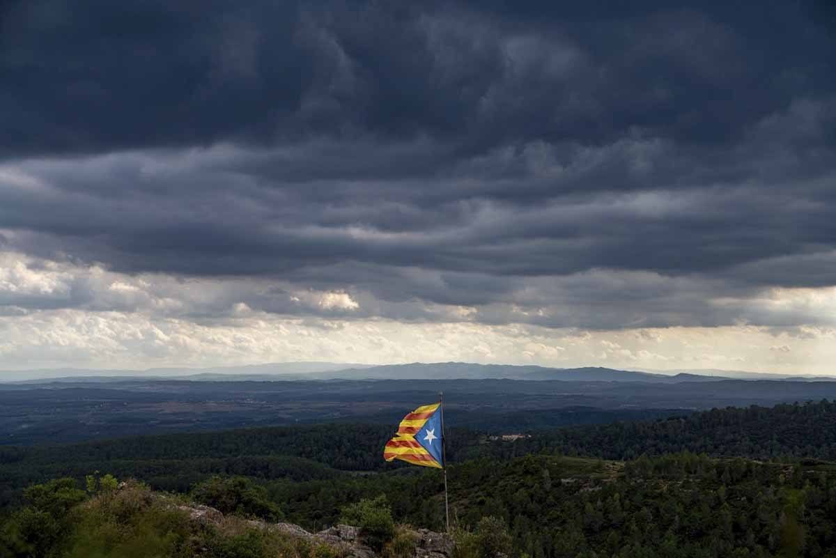 catalunya flag stormy sky