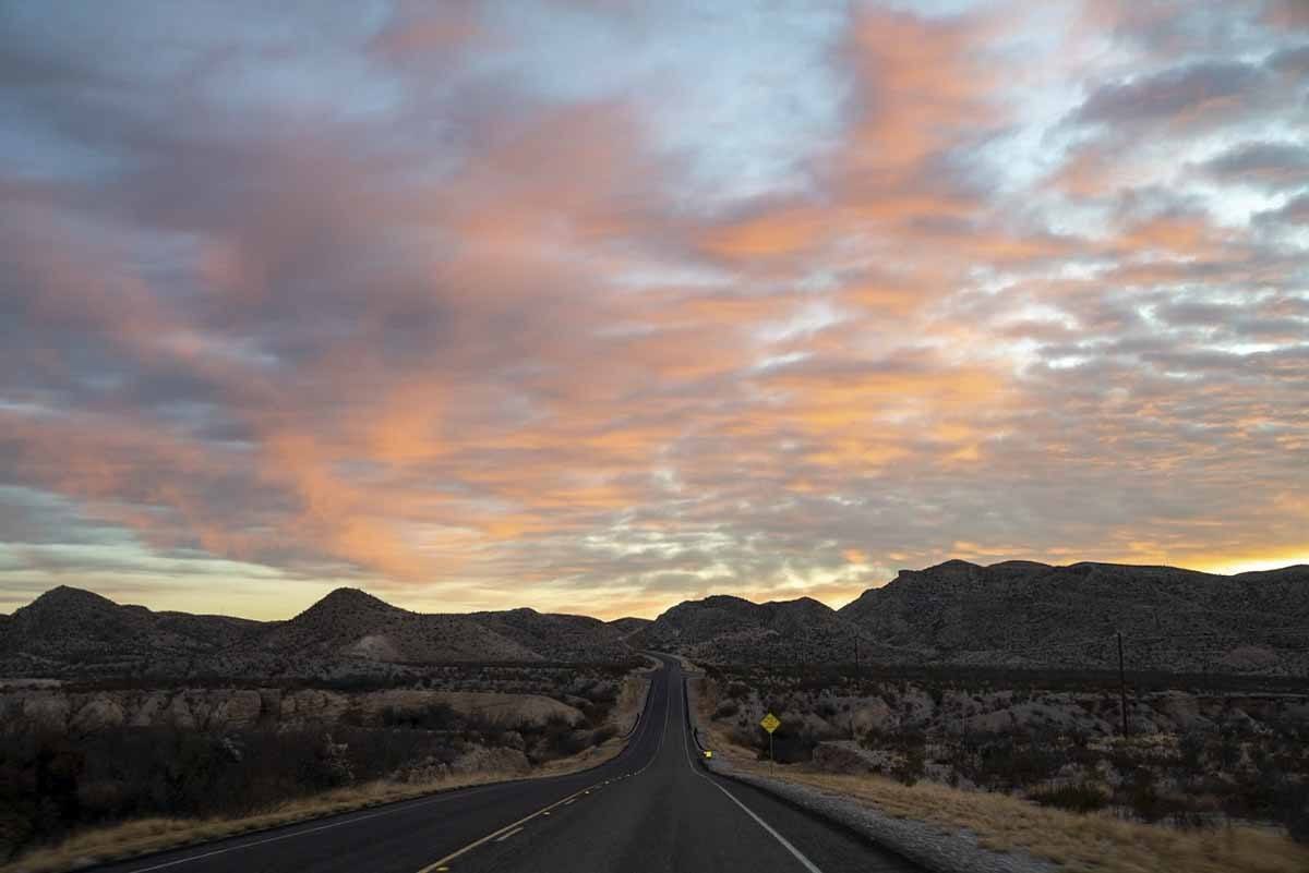 driving into big bend morning