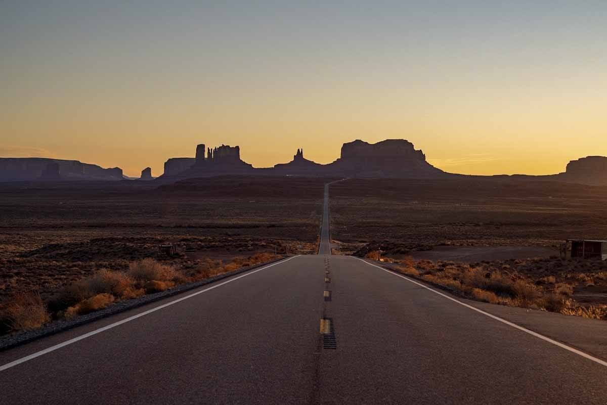 monument valley in winter sunset view