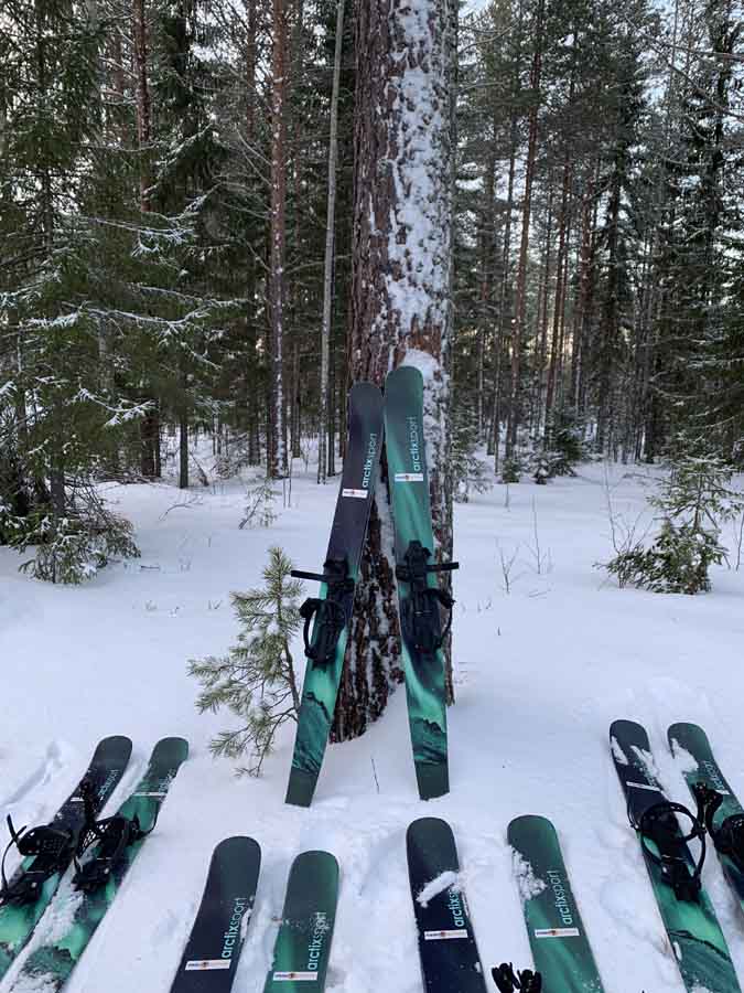 oulu in winter sliding snowshoes